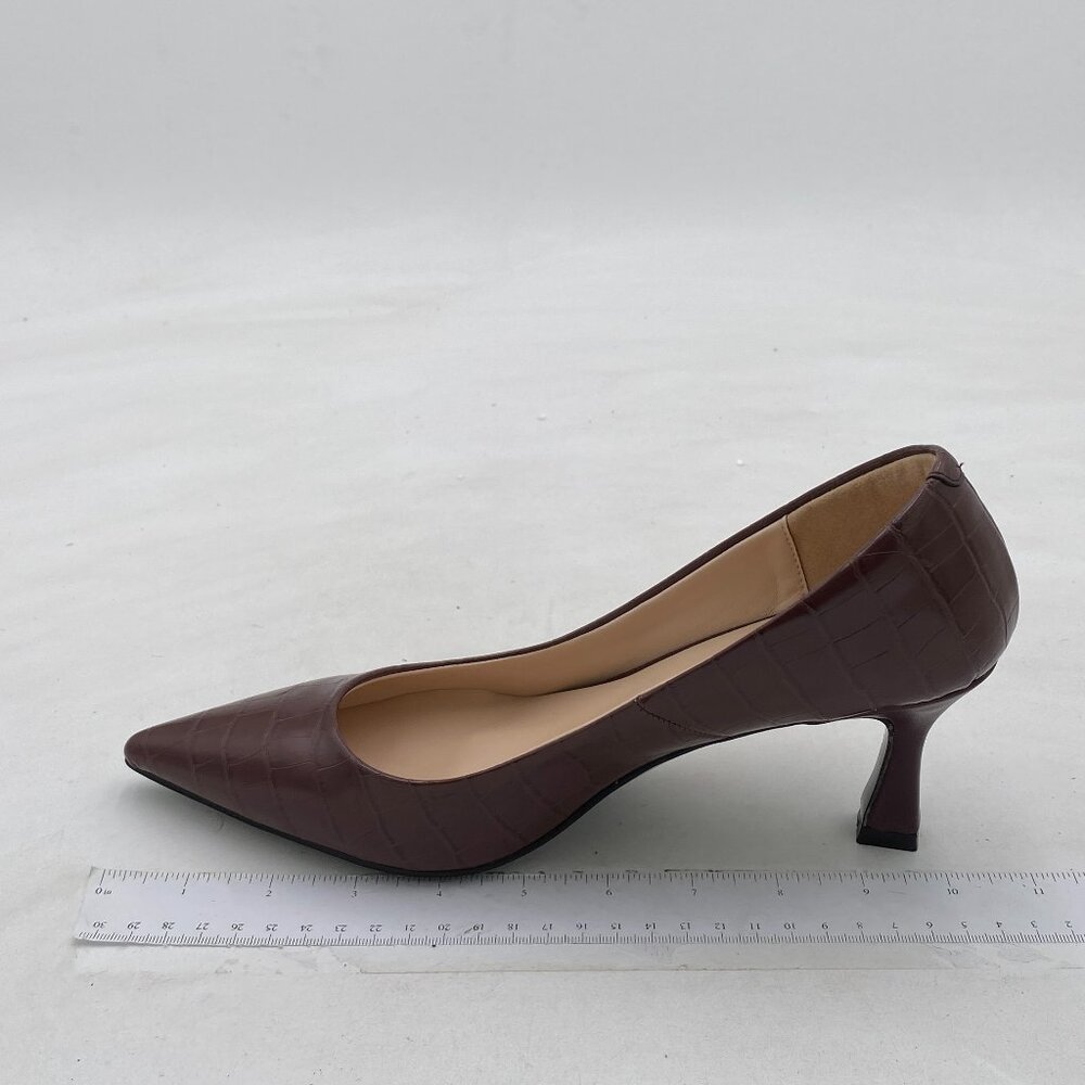 Fowt Brown Solid Croc-Embossed Pointed Toe Pump S… - image 2
